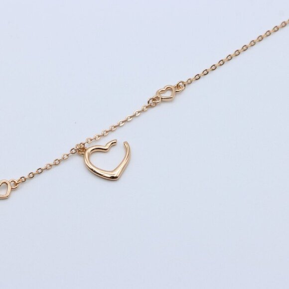 "Delicate Rose Gold Heart Chain Bracelet with 3D Center Charm, XPBL0881 - Picture 2 of 2